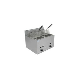Migsa BN-72 Freidora a Gas de Acero Inoxidable con 2 Tinas de 6 Litros