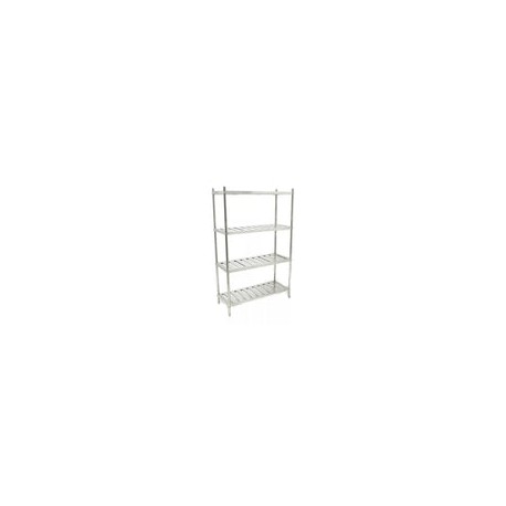 Migsa BN-R01 Anaquel Tipo Marimba de Acero Inoxidable con 4 Entrepaños Ranurados 1.20×0.50×1.80 mts