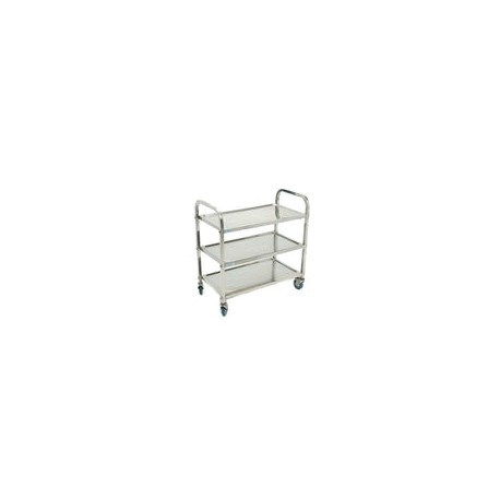 Migsa BN-T23 Carro de Servicio de Acero Inoxidable de 85 cm de Frente con 2 Entrepaños