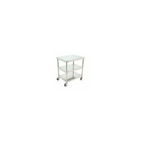 Migsa BN-W06/80 Mesa Viajera de Acero Inoxidable con Llantas 2 Entrepaños 80 cm