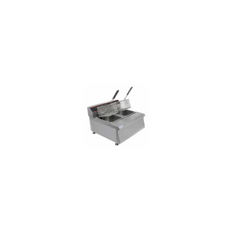 Migsa BN600-E601 Freidor de Mesa Electrico de Acero Inoxidable y 2 Tinas de 8 Litros 220V