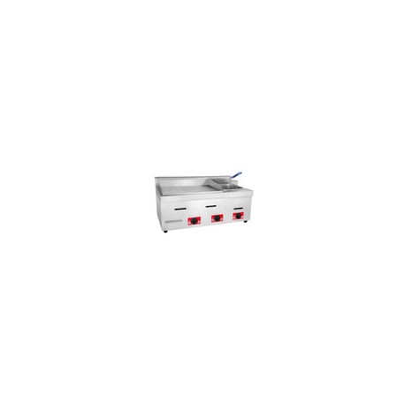 Migsa PFM-85 Plancha grill lisa con freidora a gas